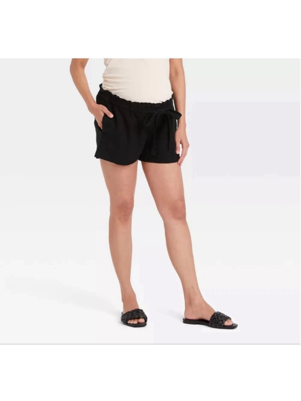 Isabel New Maternity Pregnancy Linen Blend Shorts